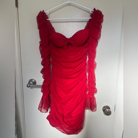 SOLD OUT Oh Polly - TRUE FOR YOU
Ruched Mesh Cut Out Mini Dress in Red UK 8 US 4 - Picture 1 of 6